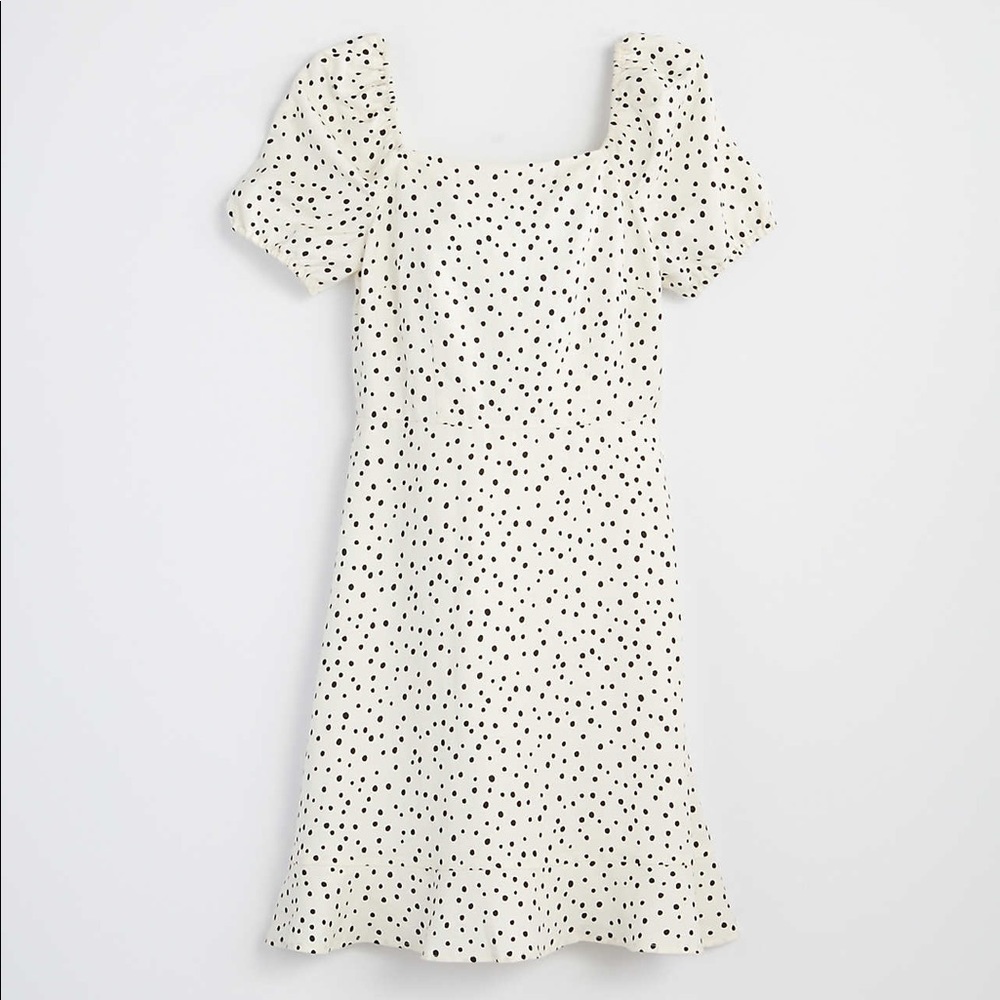 Loft Dotted Tie Back Flare Dress Size 14 NWT